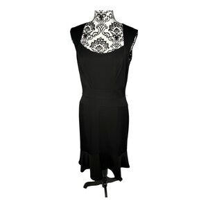 White House Black Market Elegant Black Sleeveless Dress with Polka Dot Lining 10